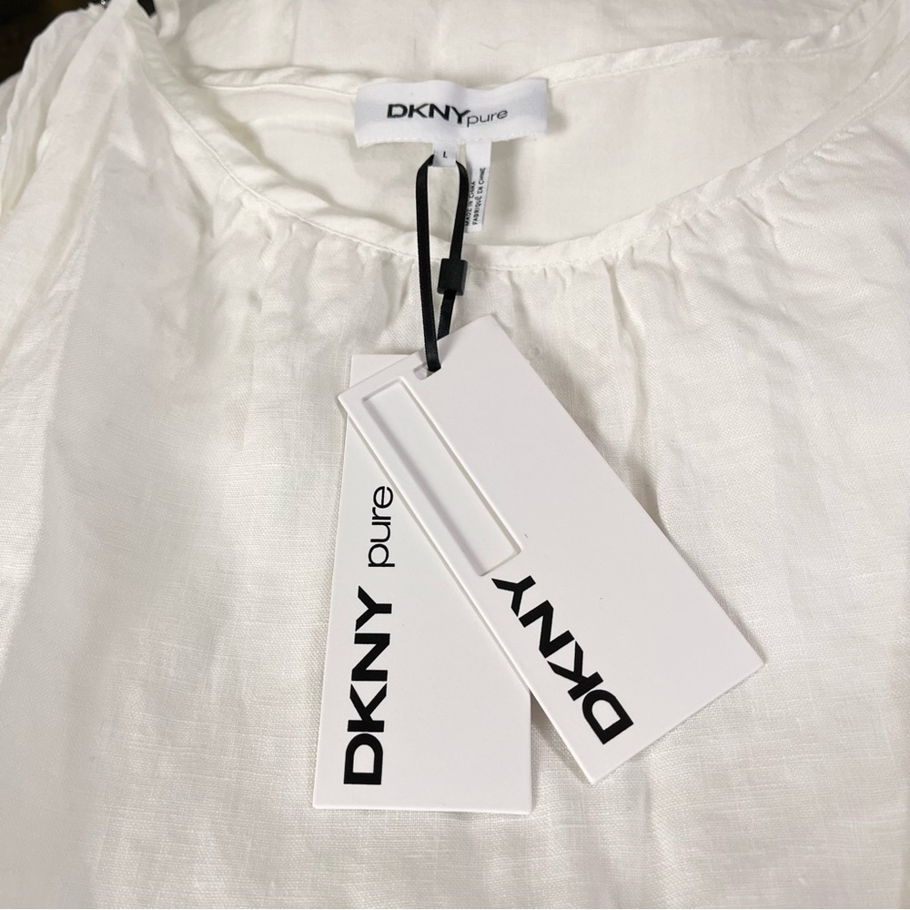 💥NWT💥 DKNY PURE White Chambray Slip Dress  Size Large - Picture 4 of 5